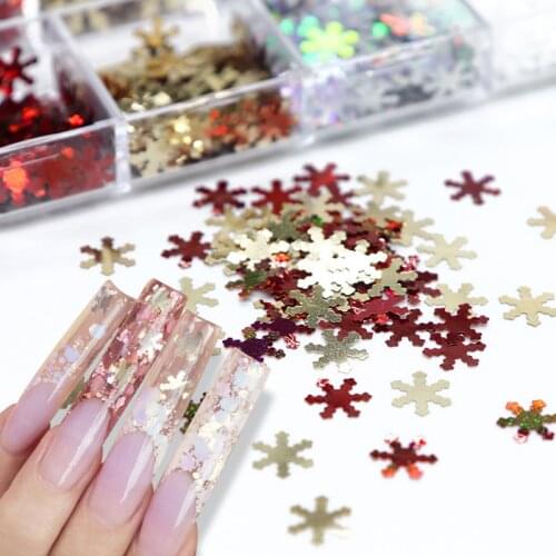 Snowflakes Sequin Nail Art Glitter Flakes Decoration Holographic Snow Flake Nail Charms Design DIY Manicure Nails Accessories