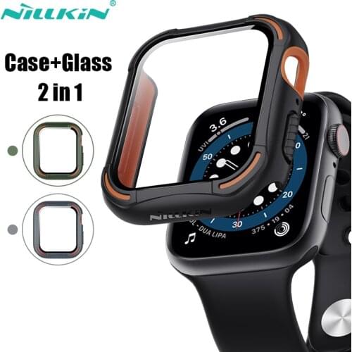Glass+Cover For Apple Watch case 40mm 44mm Nillkin Full Tempered +Bumper for Apple watch series 4 5 6 SE Watch Accessories