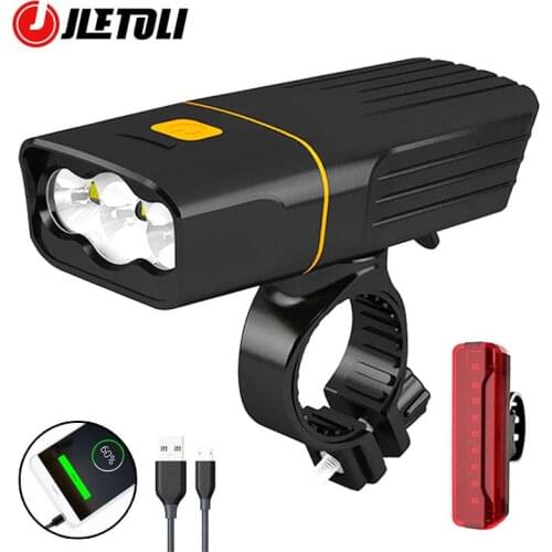 JLETOLI USB Rechargeable Bycicle Light Front Cycling Flashlight Waterproof 360 Degree Rotating Bike Headlight Bike Accessories