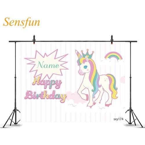 LEVOO Photography Background Cloud Rainbow Unicorn Birthday Girl Custom Photo Backdrop Photo Booth Props Vinyl Photophone