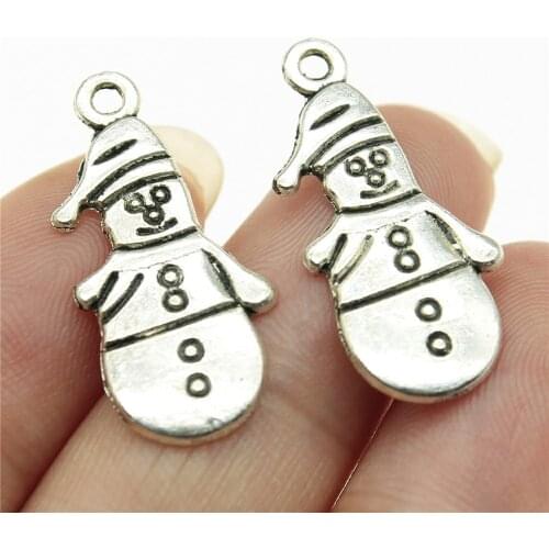 WYSIWYG 20pcs 25x12mm Pendant Christmas Snowman Snowman Charm Pendants For Jewelry Making Antique Silver Color Snowman Pendants