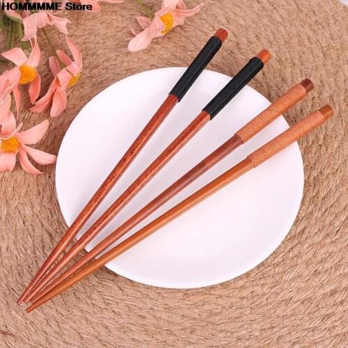 1pair Reusable Japanese Natural Chestnut Wood Chopsticks Set Value Gift Sushi Chinese food Tie line