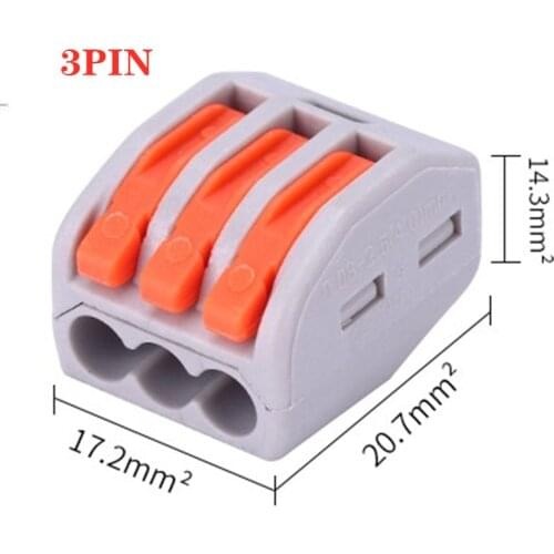 10pcs/lot 222-412 PCT-212/213/215 Universal Compact Wire Wiring Connector 2/3/5Pin Conductor Terminal Block Lever 0.08-2.5mm2
