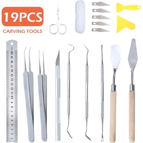 19Pieces/set Craft Vinyl Weeding Tools Set Basic Vinyl Tool Silhouettes Cameos Lettering DIY Accessories