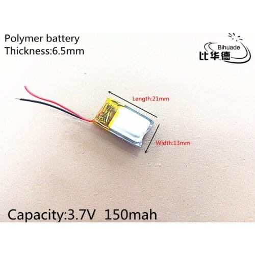 3.7V 150mAh 651321 Lithium Polymer Li-Po li ion Rechargeable Battery cells For Mp3 MP4 MP5 GPS PSP mobile bluetooth