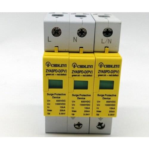 3P House PV Solar System Arrester Surge Protector SPD DC 500V 800V 1000V 20~40KA Surge Protective Device