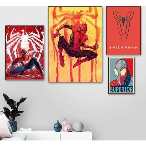 Marvel Abstract Canvas Painting Spider-Man Superhero Posters and Prints Wall Art Pictures for Living Kids Room Home Decoration