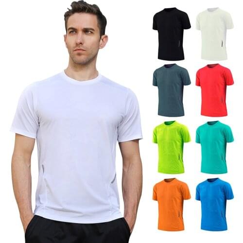 Breathable Running Shirts Men Tops T-Shirts Quick Dry Short Sleeve Gym Fitness T Shirt Reflective Sports Training Shirt White