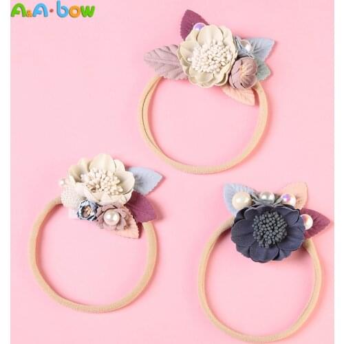 Baby Girl Elastic Flower Headband Rubber Children Baby Nice Hair Rubber Headwear Skinny Stretchy Bowknot Flower Hair Band