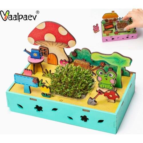 DIY Farm Toys Alfalfa Soilless Planting Building Puzzle for Adult Children Potted Plants Educational Korean Wooden House Cabin