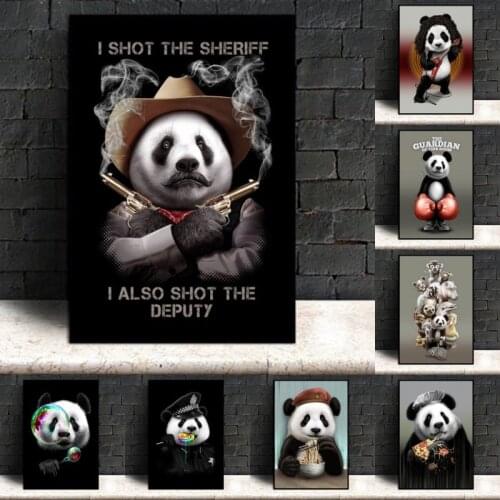 Cute Cartoon Panda Poster Print Animals Canvas Painting Nursery Baby Room Wall Art Picture For Living Room Kids Home Decoration