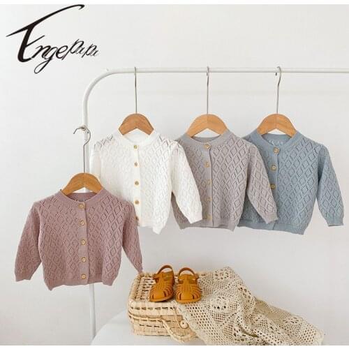 Engepapa Summer Baby Boys Girl Solid Color Sweater Autumn Hollow Out Jacket Long Sleeve Knitted Coat Newborn Knitting Cardigan