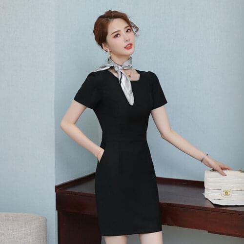 Summer Short-Sleeved Front Desk Dress Customer Service Beautician Sales Department Welcome Work Clothes Uniform