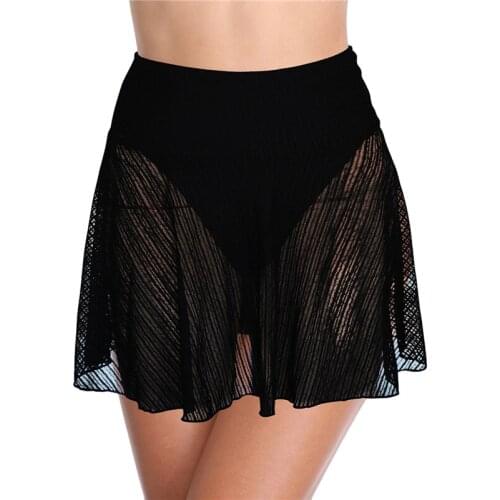 Summer Female Pantskirt Solid Color High Elastic Waist Bikini Panties Beach Skirt for Women Sportswear Swim Beachwear Cover Up