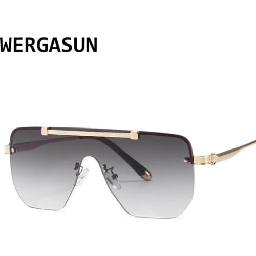 WERGASUN Fashion Square Sunglasses Women Luxury Brand Oversized Mirror Metal Glasses Men Shades UV400