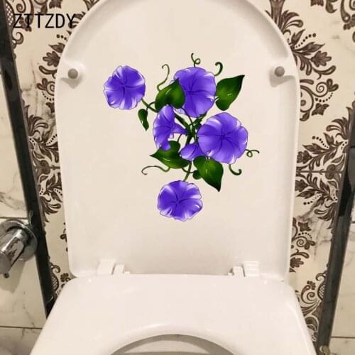 ZTTZDY 21.7*23.5CM Purple Morning Glory Living Room Wall Sticker Toilet Seat Decals Home Decor T2-0436