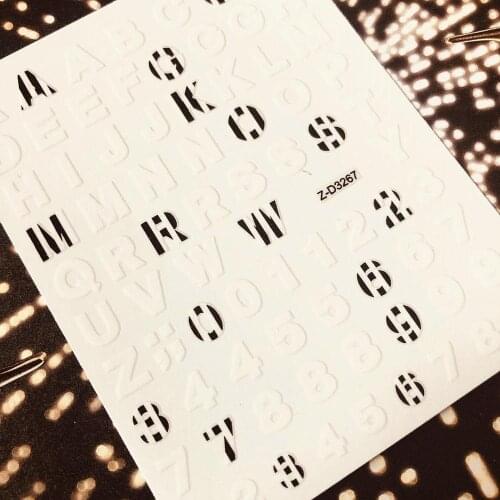 ZD-3267 LETTER series BLACK WHITE GOLDLETTER DESIGNS 3d nail art stickers decal template diy nail tool decorations