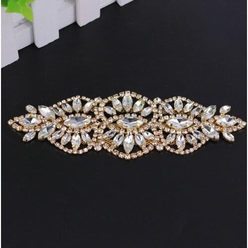 16.2x5.5cm DIY Strass Applique for Women Accessories Sew On Long Applique Rhinestone Patch for Bridal Headdress Wedding Dress