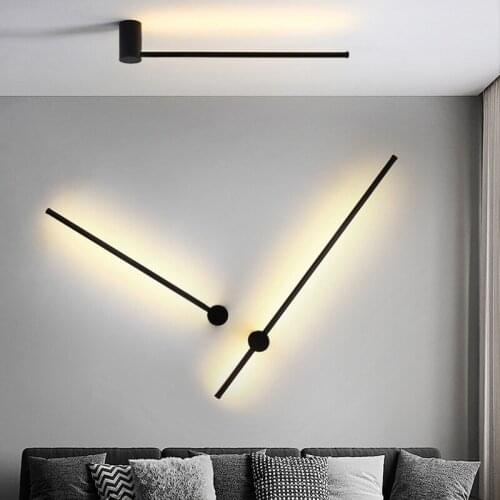 Nordic bedroom bedside lamp simple modern aisle living room background wall line lighting minimalist creative long wall lamp