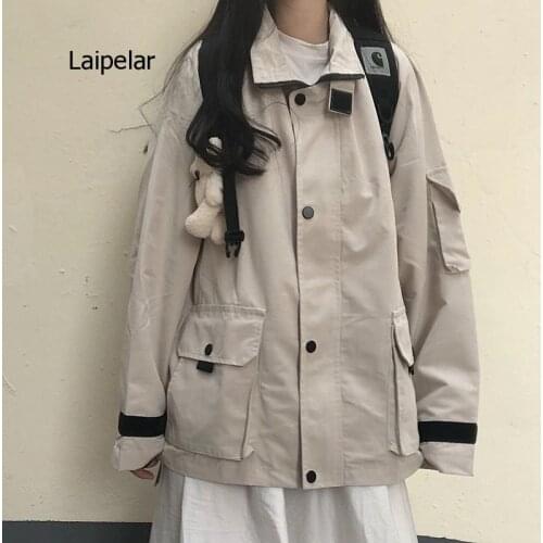 Japanese Winter New Punk Womens Fashion Solid Color Long-Sleeved Punk Ins Vintage Chic Harajuku Jacket