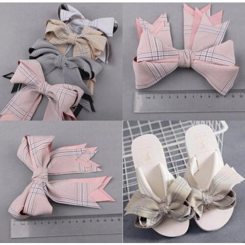 New Arrival 10PCS Silicon Wappes Handmade Ribbon Bow DIY Ornament Accessories Bows Patch Sticker for Women Slipper Shoes