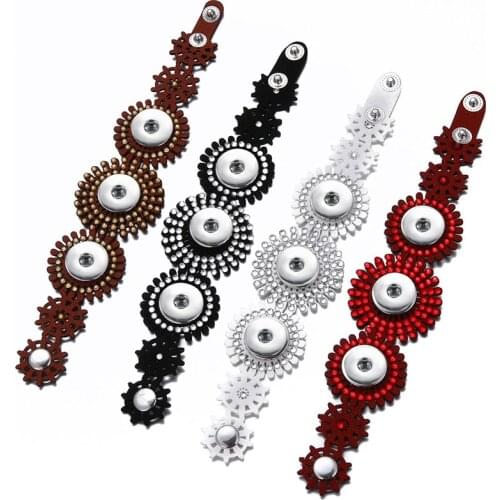 New Fashion Crystal beauty velvet Soft Snap bracelet 19cm 3 buttons fit 18MM snap buttons snap jewelry SE0209 wholesale Gift