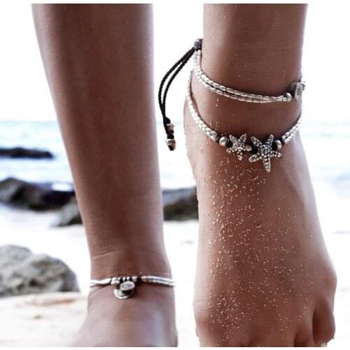Anklet and Bracelet 2021 Fashion Handcuffs Ankle Bracelet For Women Beach Accessories Gift Boho Style Star Anklet Fashion