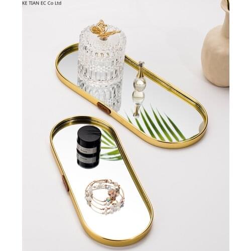 Creative Glass Mirror Storage Tray Rectangle Food Tea Cup Aromatherapy Storage Tray Jewelry Necklace Display Tray Home Ornaments