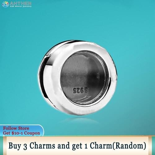 Ahthen 925 Sterling Silver Bead Locket Clip Charm fit Original Pandora Bracelets for Women Jewelry Making Gift