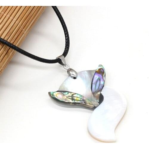 Natural Shell Mother of Pearl Shell Pendants Charms Wax Thread Necklace for Women Accessories Gift Size 37x50mm Length 55cm