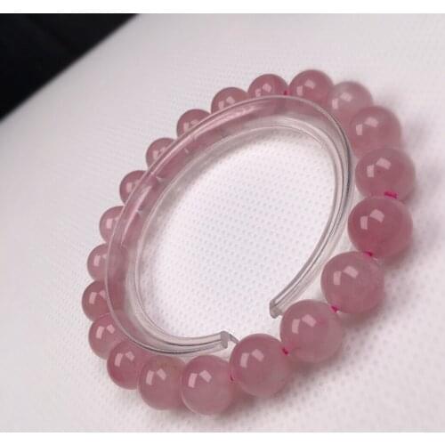 Pink Crystal 10mm Spherical Beads Round Shape Bracelet Pulseras Love Lymbol Womens Jewelry Natural Gemsto Handmadenes