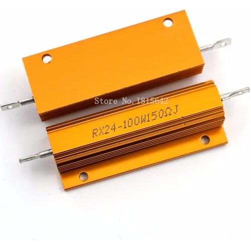 RX24 100W 150R 150RJ Metal Shell Aluminium Gold Resistor High Power Resistance Golden Heat Sink Resistor 100 Watt 150 ohm