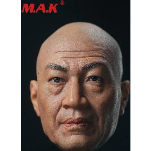 1/6 Bald Male Head Sculpture Chinese Actor Shi Zhaoqi Charming Man Model Carving Doll Realistic For 12 Inches Figure Action Body