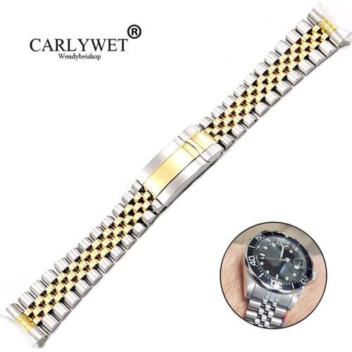CARLYWET 19 20mm Wholesale Hollow Curved End Screw Links Stainless Steel Replacement Jubilee Watchband Bracelet For Datejust