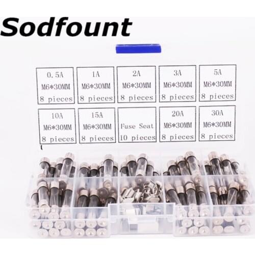 5*20mm 6*30mm Quick Blow Glass Tube Fuse Assorted Kit Fast Blow Glass Fuses 250V (0.5A-30A)
