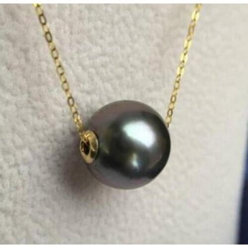 Tahiti Black Pearl Sea Passepartout Pendant necklace round light adjustable length