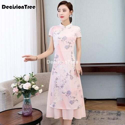 2021 traditional vietnam ao dai chinese dress qipao for women flower print cheongsam ethnic style costume floral aodai dress
