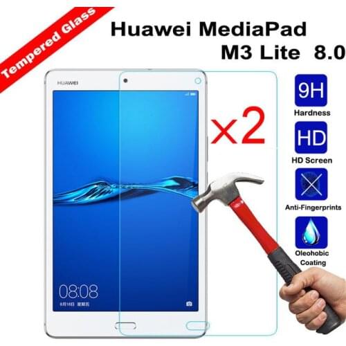 2 X Tempered Glass Screen Protector For Huawei Mediapad M3 Lite 8 8.0 inch Thin Tablet PC Screen Protector For Huawei M3 Lite 8
