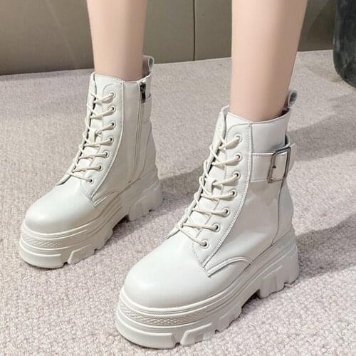 Shoes Women Anklet Boots 2021 Fashion Round Toe Comfortable Platform Boots Women Height Increase Shoes Trend Casual Martin Boots