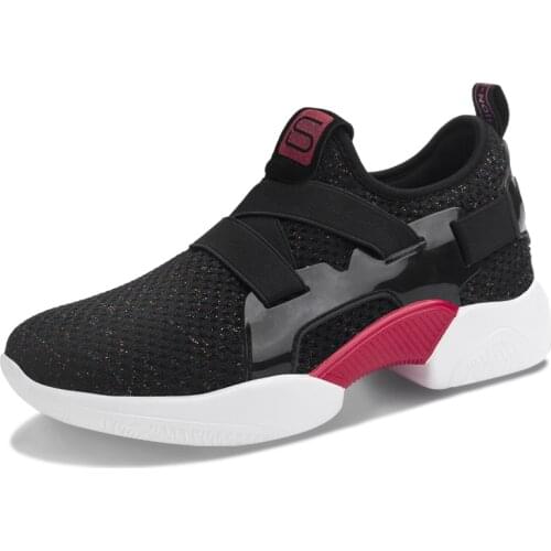 Women Running Shoes Slip on Sport Shoes Female Breathable Mesh Sneakers Femme Chaussures Cheap Black Red Jogging Trainers cheap