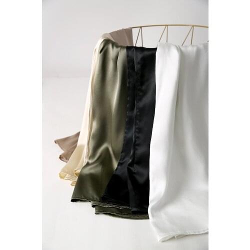 Crepe satin plain 100 mulberry silk womens silk wide-leg pants have pockets