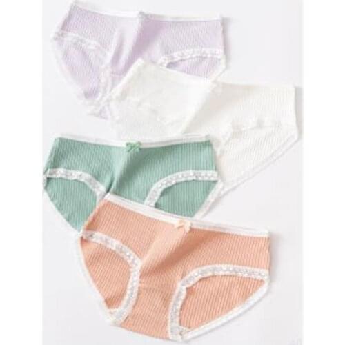 Female underwear made of pure cotton inner gear Japanese girl lovely lady underwear in waist non-trace bowknot briefs 4018