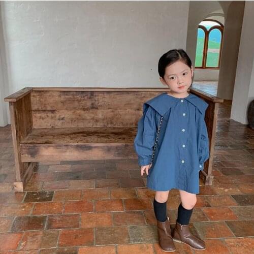 2021 Korea style girls dress fashion cotton autumn full sleeve girls dresses 2-8 years WS116