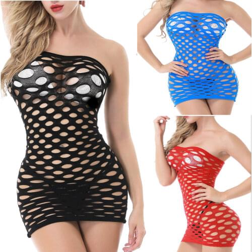 Women Porno Lenceria Sexy Fishnet Babydoll Sex Costumes Sexy Lingerie Hot Hollow Out Mesh Erotic Dress Plus Size Sexy Underwear