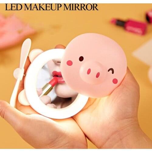 Woman Portable LED Makeup Mirror Mini USB Chargeable Lighting Cosmetic Mirror Creative Present Gift for Girl Friend Kid Surprise