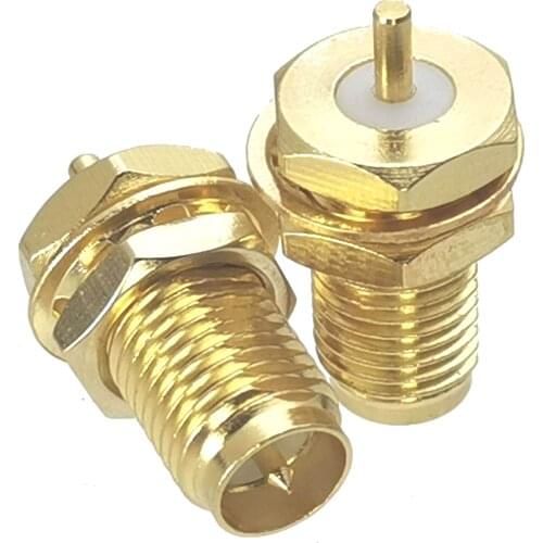 1Pcs Connector RP-SMA Female Plug Solder Panel Mount RF Adapter Coaxial High Quanlity 50ohm Brass
