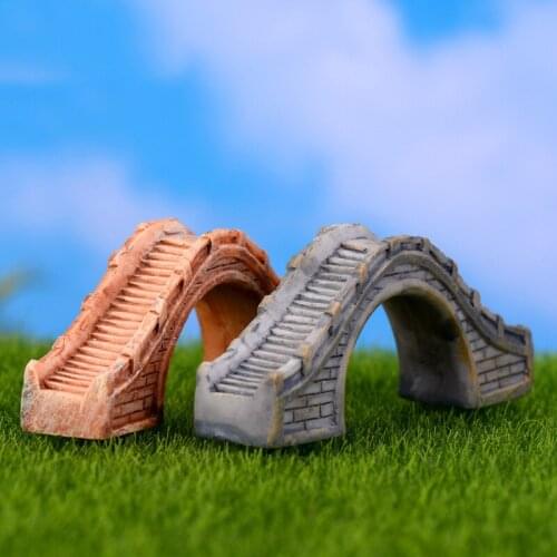10PCS Home Garden Decoration Cute Small Arch Bridge Model Toys Dolls Micro Landscape Ornaments Bonsai Decor Natural Resin