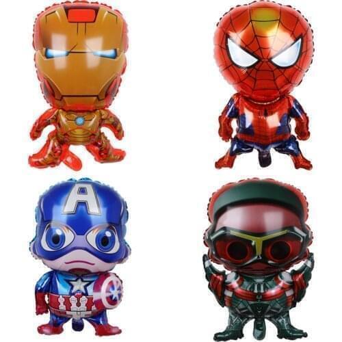 4pcs/set Marvel Spiderman Captain Iron Man Aluminum Foil Balloon Kids Toys Baby Balloon Childrens Birthday Party Balloons