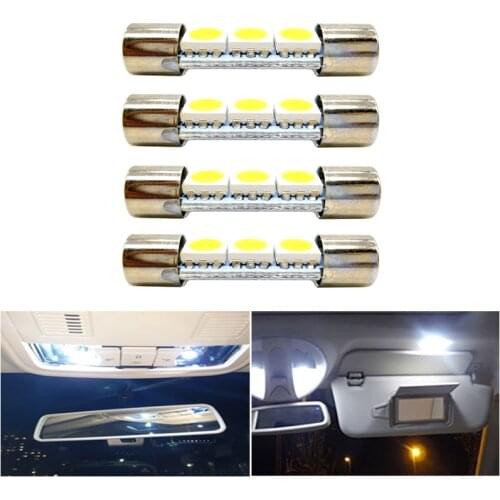 4x 28mm 29MM LED Fuse Festoon Vanity Mirror Light Bulb For 6641 TS-14V1C Interior Car Lamp Car-Styling DC 12V White
