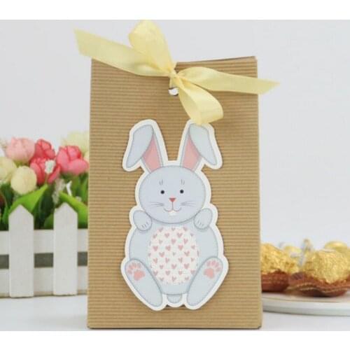 5pcs Kraft Paper Candy Box Rabbit Gifts Box With Ribbon Chocolate Box Easter Birthday Christmas Party Favors Wedding Decoration